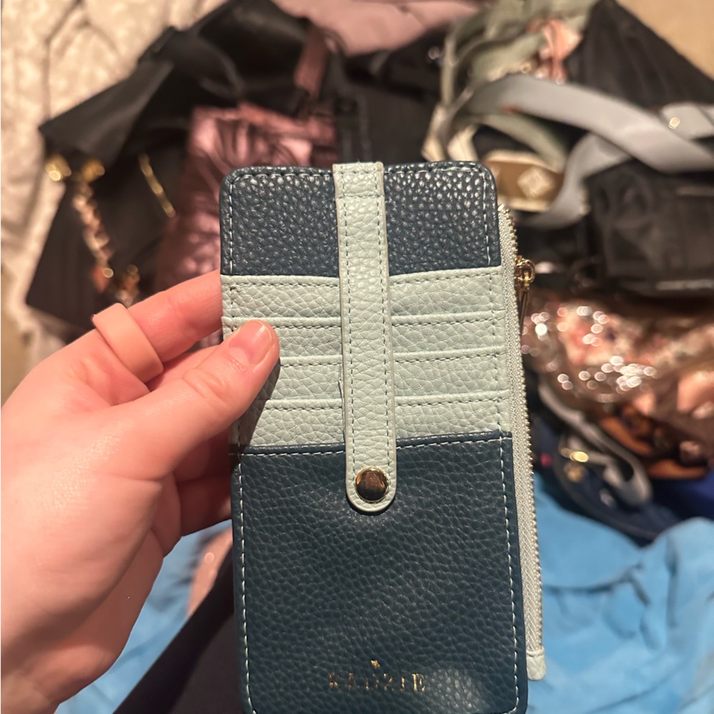 Leather Phone Wallet Crossbody - Blue and Light Blue